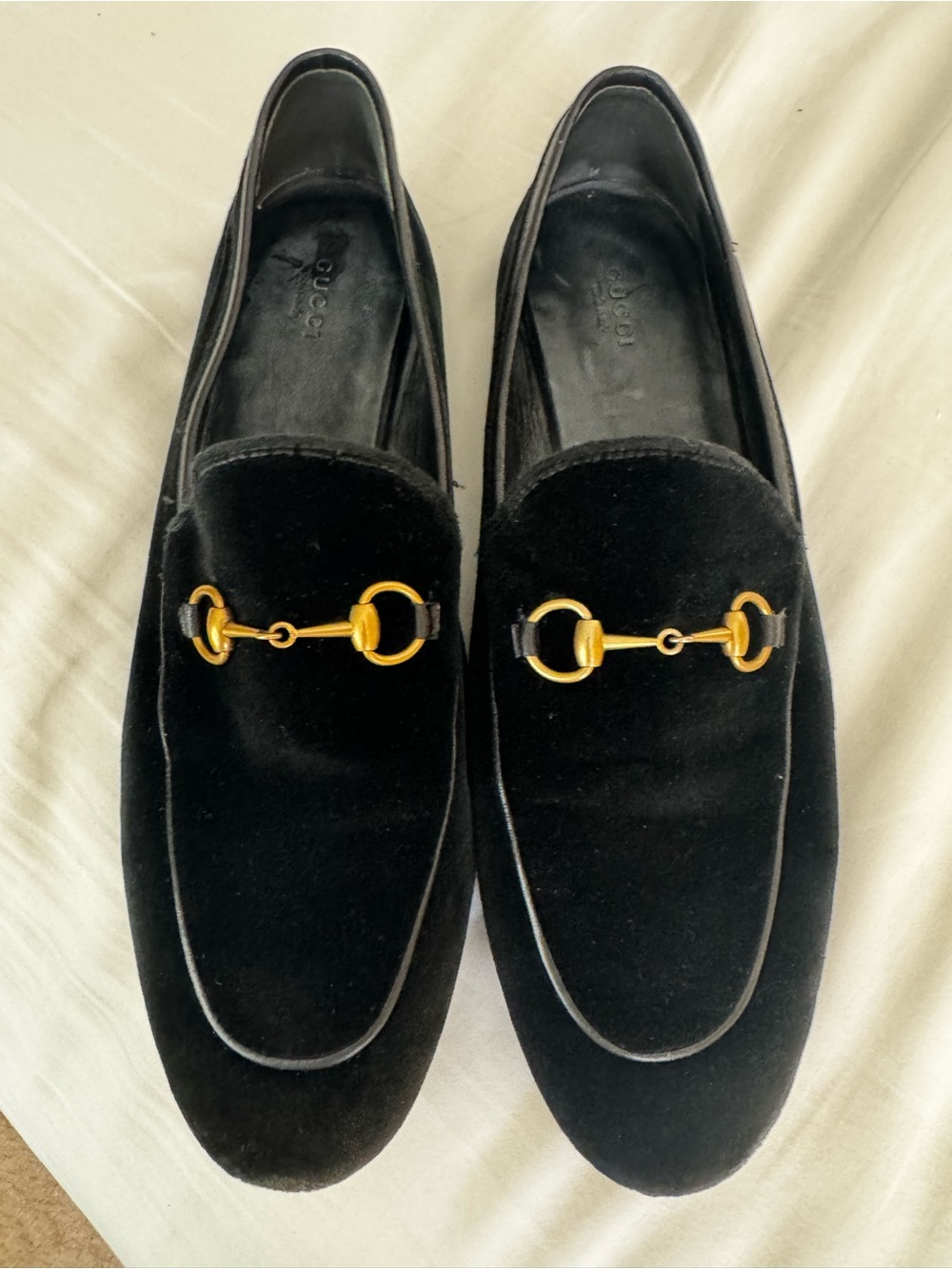 Gucci Black Velvet Horsebit Loafers for Women